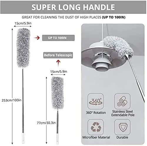 Hallstatt 2025 Upgraded Long Handle Microfiber Feather Fan Ceiling Duster.