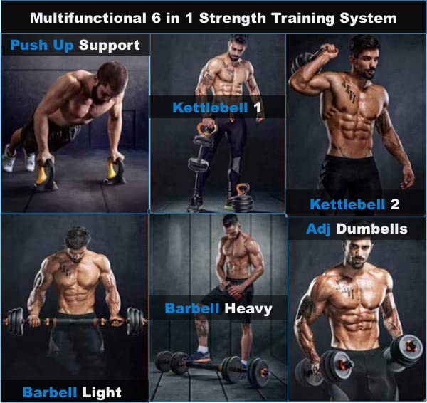 Burnlab 6 in 1 multifunctional weight training kit - Dumbbells, Kettlebells, Barbells & Push up brackets in 1.