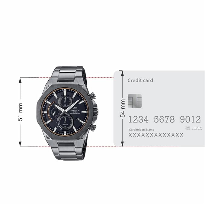 Casio EDifice EFS-S570D-1AUDF Black Analog Dial Silver Stainless Steel Band Men's Watch Slim Case Sapphire Glass EX527.