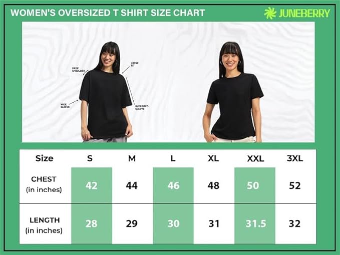 JUNEBERRY® 100% Pure Cotton Oversized Loose Baggy Fit.