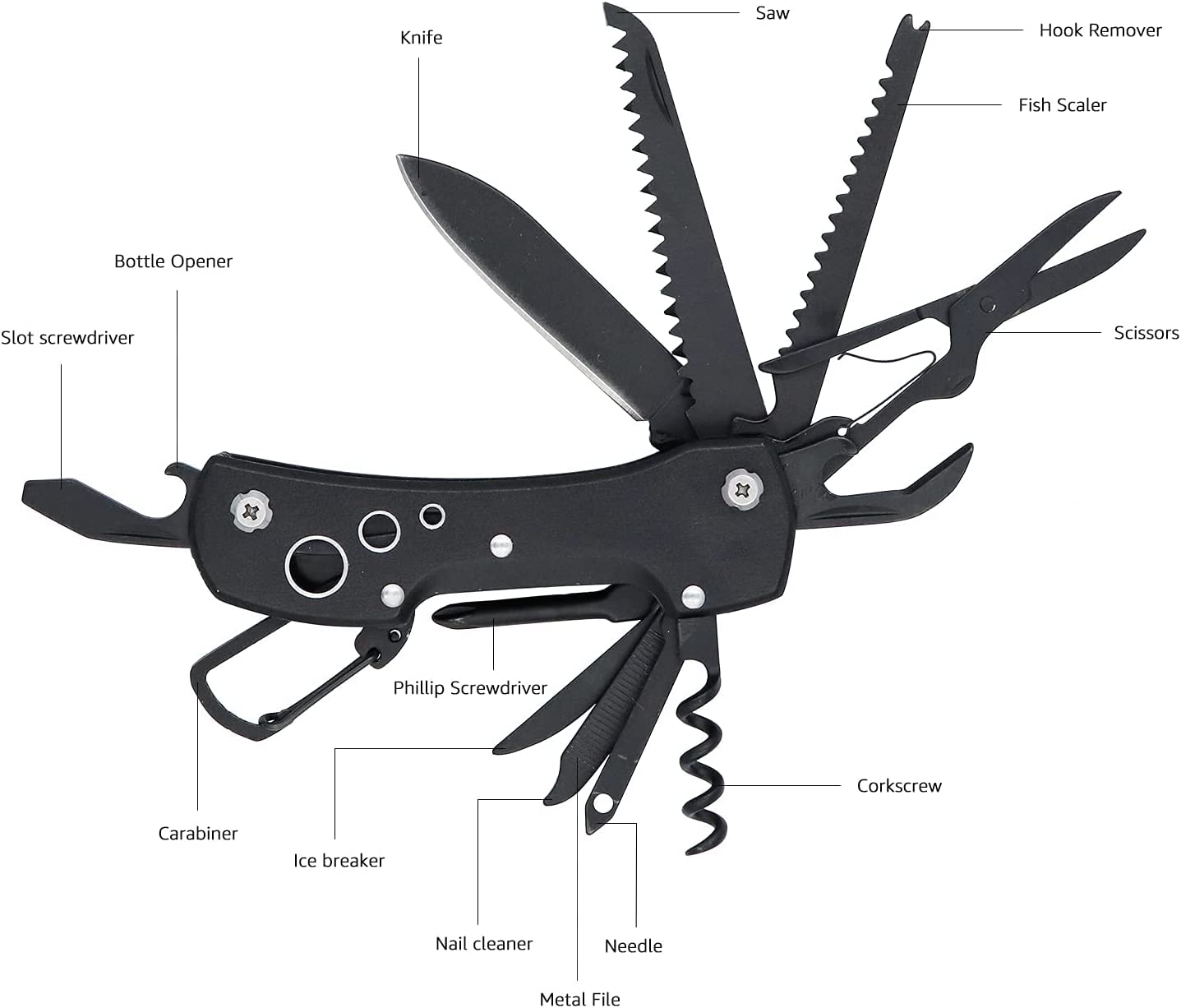 basics 15-in-1 Multi-Tool Pocket Knife with Nylon Sheath.
