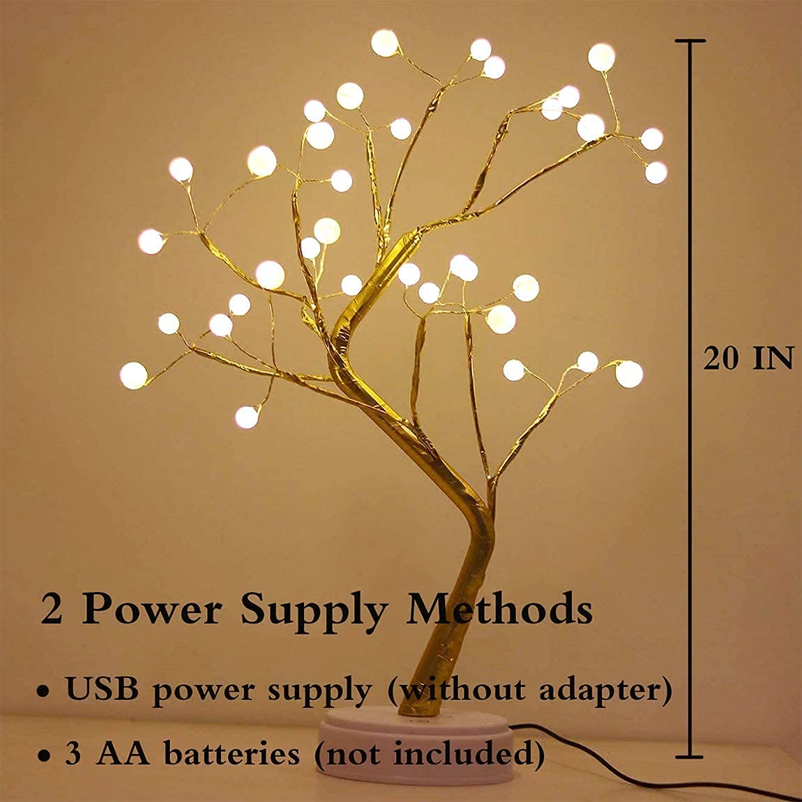 REFULGIX 36 LED Pearl Bonsai Tree Lamp with Touch Switch | USB & Battery Operated Decorative Light for Home.