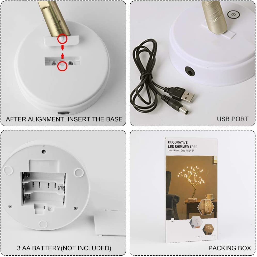REFULGIX 36 LED Pearl Bonsai Tree Lamp with Touch Switch | USB & Battery Operated Decorative Light for Home.