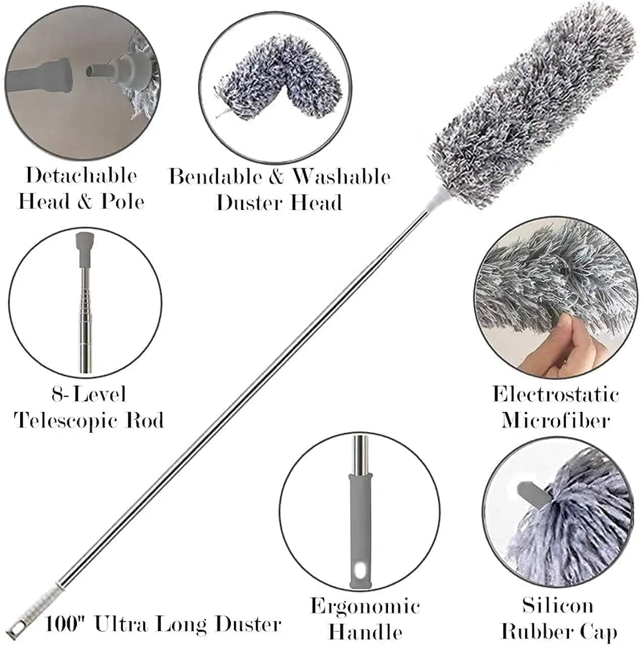 Hallstatt 2025 Upgraded Long Handle Microfiber Feather Fan Ceiling Duster.