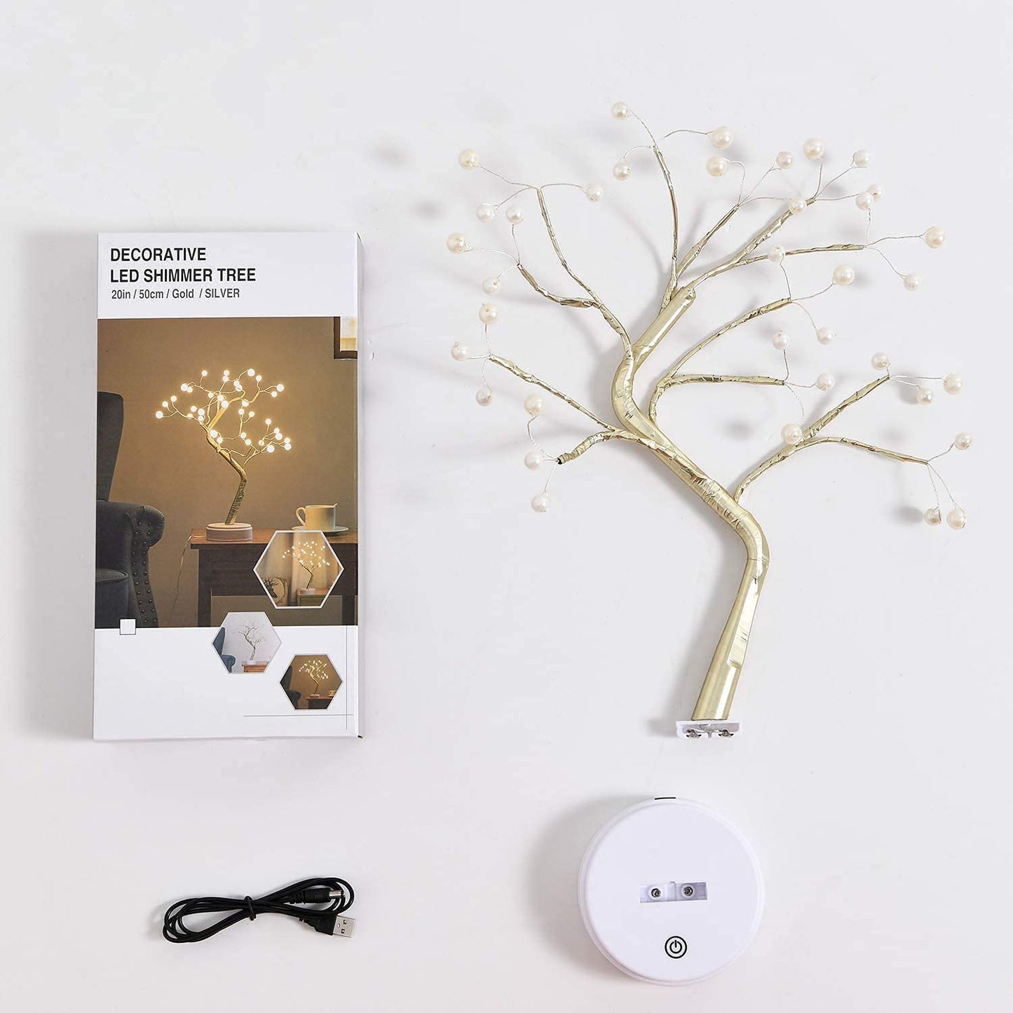 REFULGIX 36 LED Pearl Bonsai Tree Lamp with Touch Switch | USB & Battery Operated Decorative Light for Home.