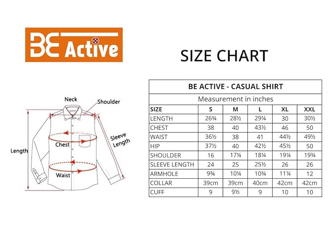 BE ACTIVE Men's Casual Shirt|| Cotton Stylish Full Sleeves Shirt for Men.