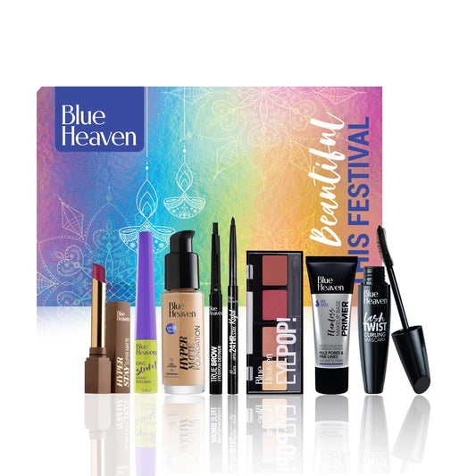 Blue Heaven Festive Makeup Kit Set | Pack of 8 Makeup Essentials | Complete Makeup Kit Set for women.