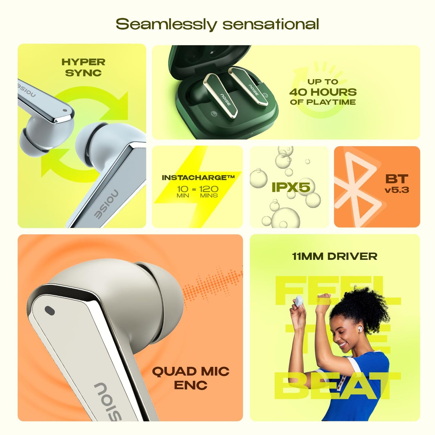 Noise Buds N1 Truly Wireless Earbuds with Chrome Finish, 40H of Playtime, Quad Mic with ENC, Ultra Low Latency Gaming.