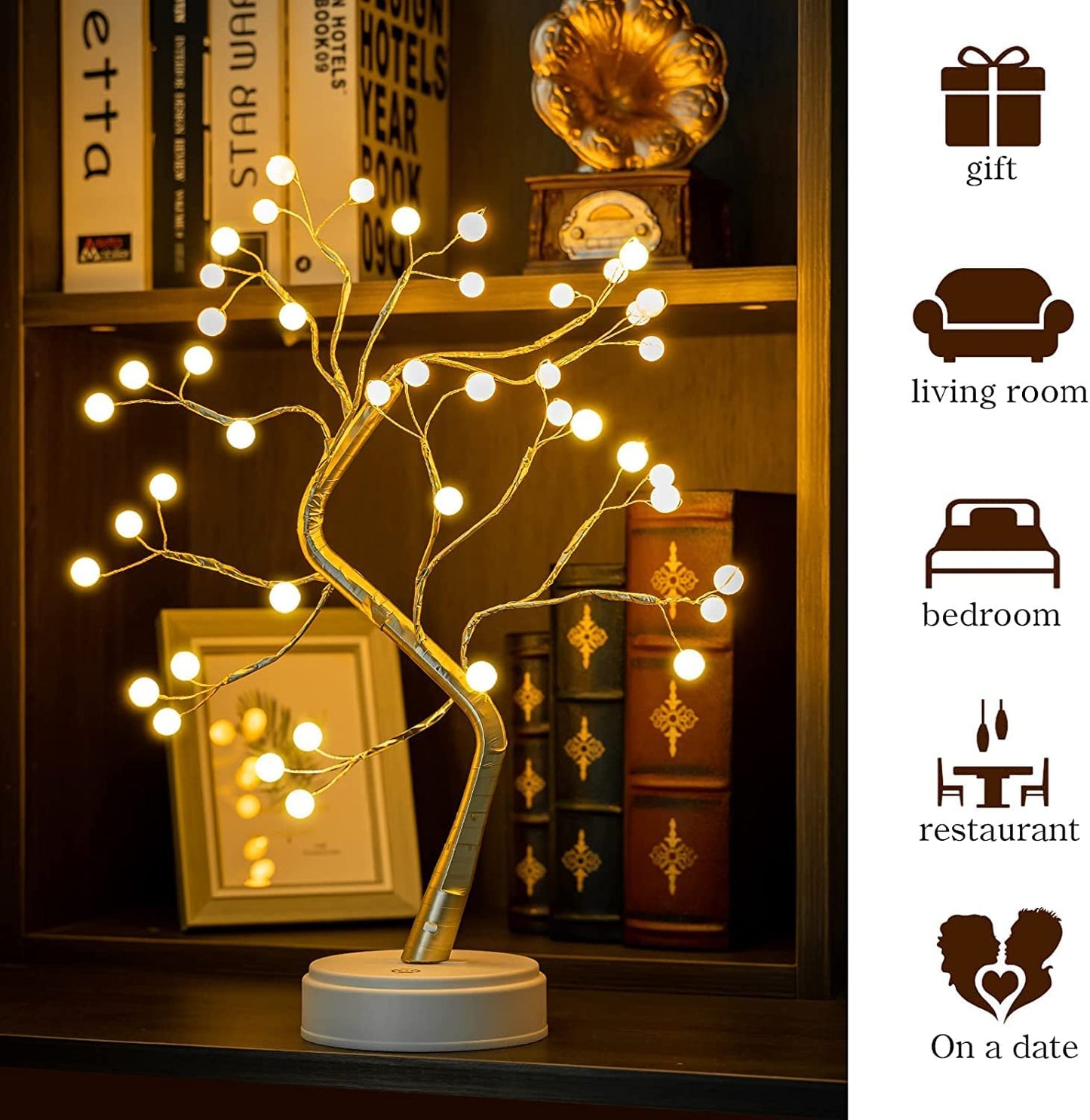 REFULGIX 36 LED Pearl Bonsai Tree Lamp with Touch Switch | USB & Battery Operated Decorative Light for Home.
