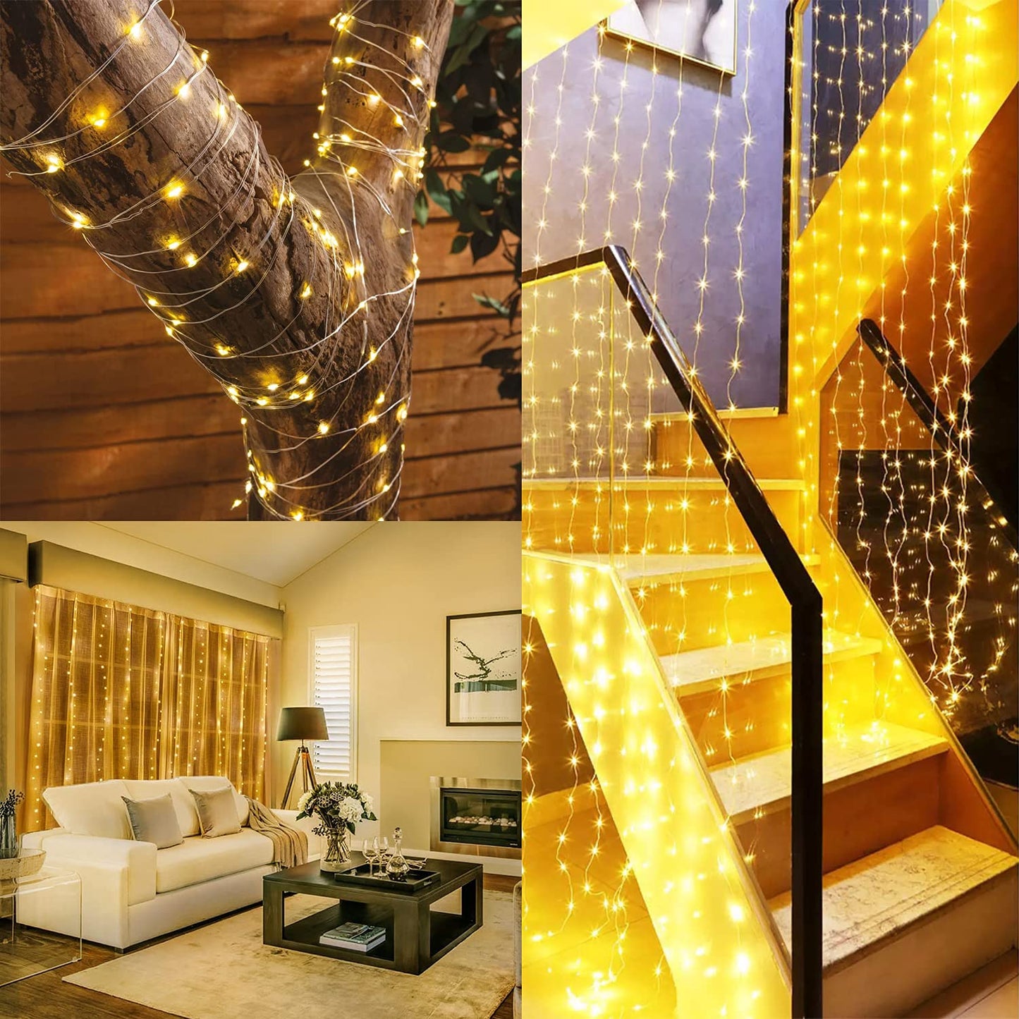 Party Propz Curtain Lights for Decoration - 8.8ft X 9.75ft Warm Led Curtain Lights for Home Decorations 300Led, Diwali Lights .