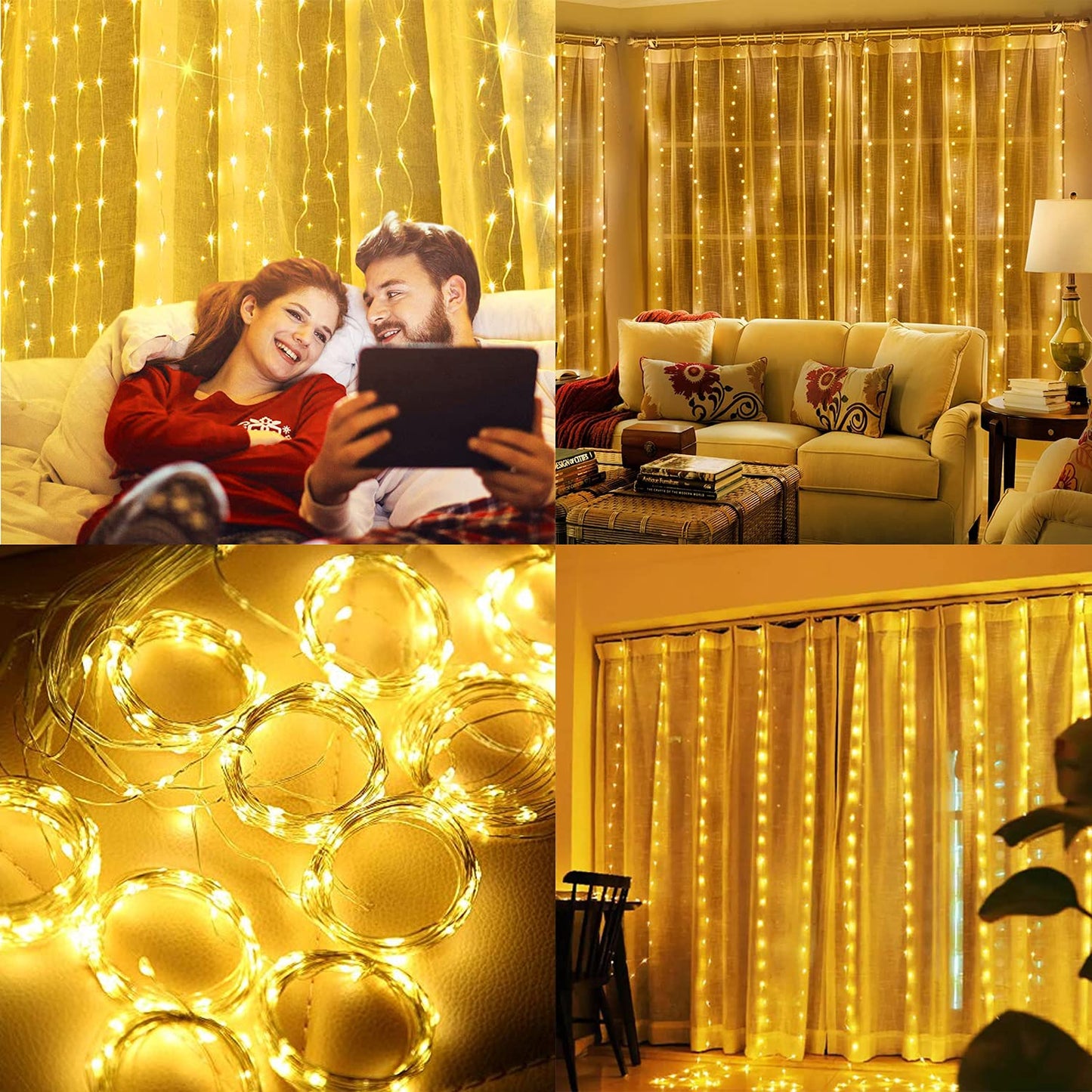 Party Propz Curtain Lights for Decoration - 8.8ft X 9.75ft Warm Led Curtain Lights for Home Decorations 300Led, Diwali Lights .