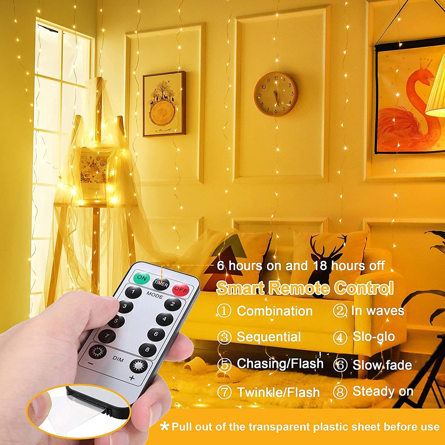 Party Propz Curtain Lights for Decoration - 8.8ft X 9.75ft Warm Led Curtain Lights for Home Decorations 300Led, Diwali Lights .