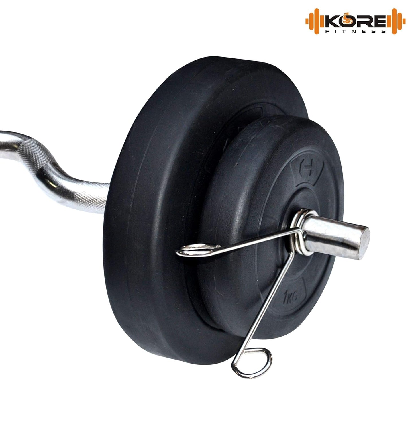 Kore PVC 16 Kg Home Gym Set With One 3 Ft Curl And One Pair Dumbbell Rods With Gym Accessories, Black.